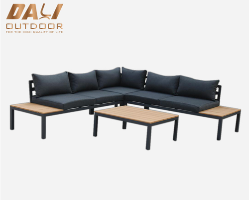 Sistema de aluminio del sofá de la esquina de los muebles al aire libre del jardín común ajustable en forma de L