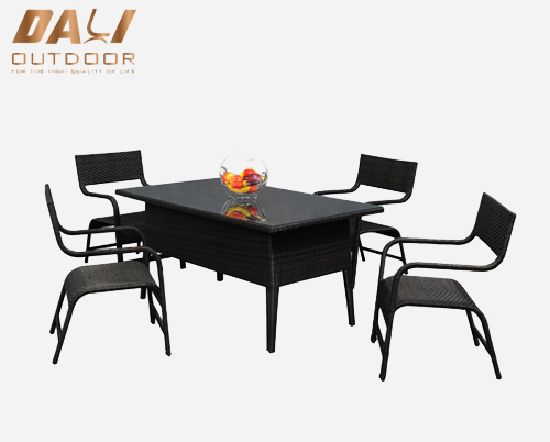 5 piezas mesa de patio y sillas muebles al aire libre enmarcado aluminio PE al aire libre ratán