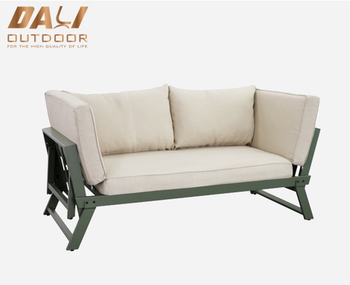 Sofá cama al aire libre funcional con marco de aluminio con cojines personalizados