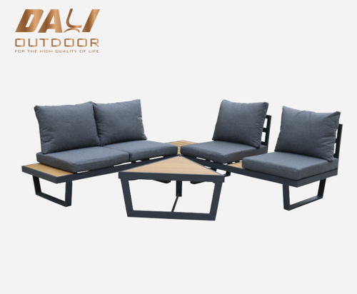 Sistema de aluminio del sofá de la esquina de los muebles al aire libre del jardín común ajustable en forma de L
