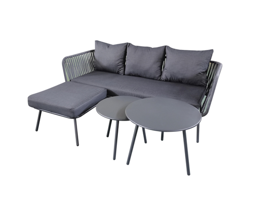 Juego de sofá seccional de 4 plazas para patio con mesa de centro redonda de 2 tamaños